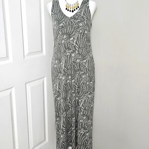 Pact Women's Green Floral Organic Cotton Sleeveless Casual Dress M